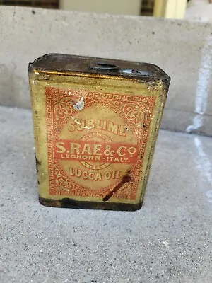 VINTAGE Lucca SUBLIME S.RAE. CO. LEGHORN ITALY Olive Oil Can Canned  • $24.90