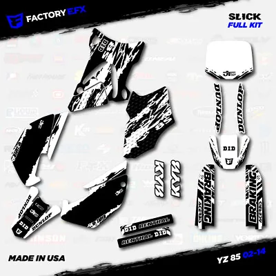 Black & White Slick Racing Graphics Kit Fits 02-14 Yamaha Yz85 YZ 85 # Plate • $76.41