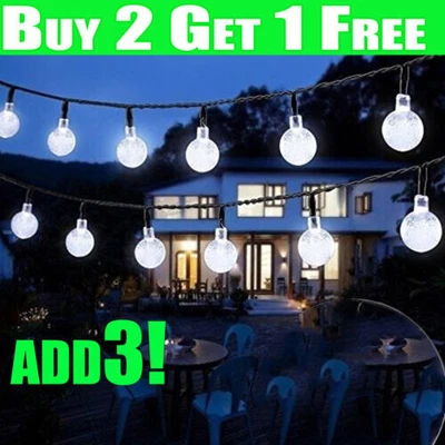 £5.29 • Buy SOLAR POWERED String Lights LED Retro Bulb Garden Outdoor Fairy Ball Hangin Lamp