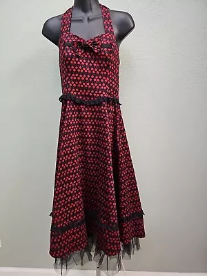 Hearts And Roses H & R Black And Red Polka Dot  Size 10 Rockabilly Dress • $23