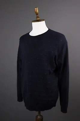 Men ZILLI Navy Blue Wool Multilogo Knit Long Sleeve Sweater Size 60 • $179.99