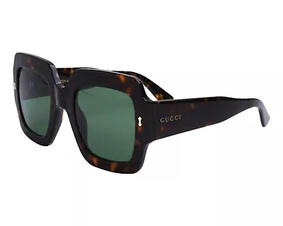 Gucci GG1111S 002 Dark Havana Green Lens Oversized Sunglasses NEW AUTHENTIC • £198.72