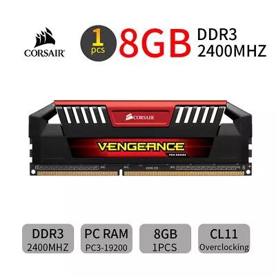 Corsair VENGEANCE Pro 32GB 16GB 8GB 4G DDR3 2400MHz OC PC3-19200U RAM LOT Red AB • $61.59