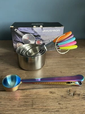 £8 • Buy HAUSPROFI Measuring Cups Premium Stainless Steel Spoons Missing