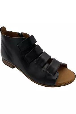 Miz Mooz Leather Side-Zip Sandals Dewdrop Black • $69.99