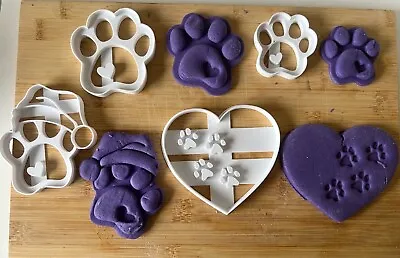 $18 • Buy Paw Print Dog Pet Cookie Cutter Set Birthday Stamp Fondant Cake Biscuit Mould 