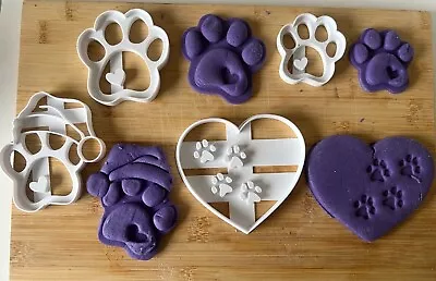 Paw Print Dog Pet Cookie Cutter Set Birthday Stamp Fondant Cake Biscuit Mould  • $18