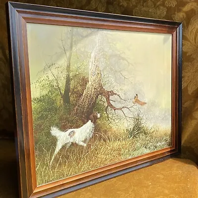 Original Signed Oil Painting Dog Pheasant Hunting German Pointer Spaniel Canvas • £120