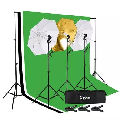 Photo Studio Lighting Photography 3 Backdrop Stand Muslin Light Kit Umbrella Set • $69.99