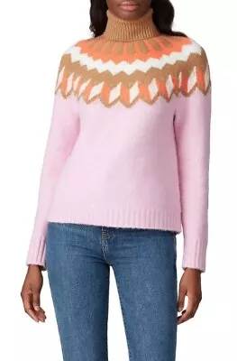 J.Crew Sweater Pink Supersoft Fair Isle Turtleneck Wool Alpaca Pullover NWT Sz M • $49.99