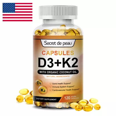 Vitamin K2 (MK7) With D3 5000 IU Supplement BioPerine Capsules Immune Health • $12.93