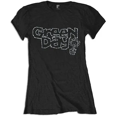 £18.95 • Buy  Green Day - Flowerpot Diamante - Official Women's Fitted Black T-Shirt