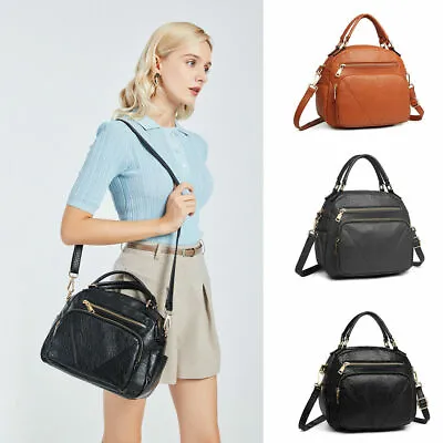 £13.99 • Buy Women Faux Leather Tote Handbag Ladies Bowler Style Shoulder Cross Body Bag UK