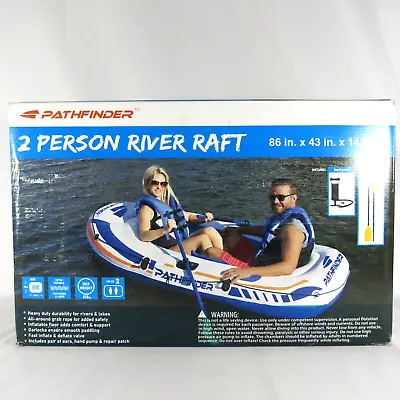 2 Person Inflatable Raft Boat W/ Pump & Oars River Lake Kayak Canoe Dinghy NEW • $31.49