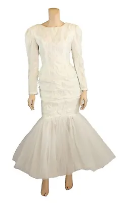 Cher Jacque Vintage 80s Iridescent Tulle Mermaid Sexy Wedding Dress Sz 7/8 • $428.25