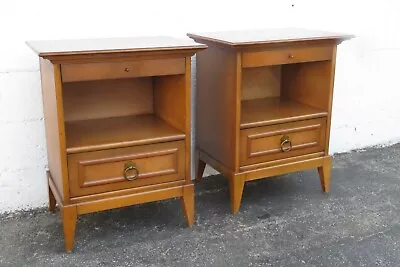 Mid Century Modern Nightstands End Side Tables With Pullout Tray A Pair 3986 • $658.75