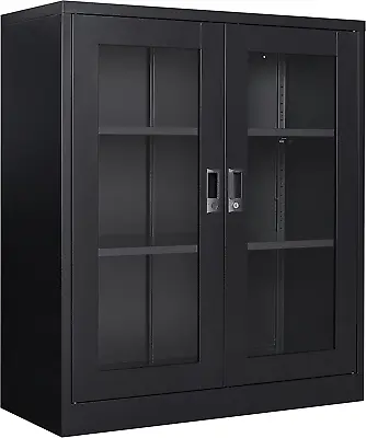 Metal Storage Cabinet With Doors And ShelvesGlass Cabinet Display Cabinet With  • $182.99
