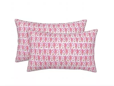 Pink Rabbit Monkeys Throw Pillow Cover Set Of 2 Preppy Decorative Pillows Cas... • $35.48