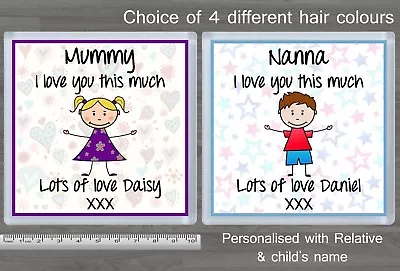 £4.25 • Buy Personalised Birthday Xmas Gift Coaster I Love You From Boy Or Girl Any Relative
