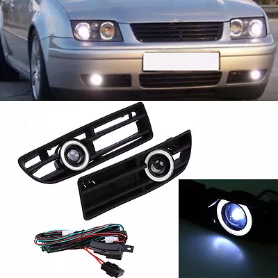 Front Bumper Grill White LED Fog Light Lamp Grille Cover For VW Golf MK4 1997-03 • $57.16