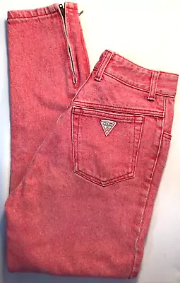 Women's 25'' Vintage GUESS Red Mom Hi Rise Tapered Leg Jeans USA Made • $2.99