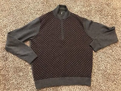 Vintage McGeorge Cashmere Sweater Mens XL Zip Gray CHECK PHOTOS • $35