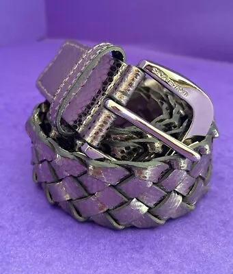 NWOT Ladies Michael Kors Metallic Silver Braided Genuine Leather Belt XL SALE! • $29.99