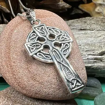 NEW Solid Sterling Silver Large Celtic Cross Necklace Irish Scottish Ireland 925 • $64.99