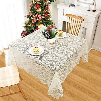 Vintage Embroidered Flower Lace Tablecloth Table Cover Wedding Banquet Decor • $15.29