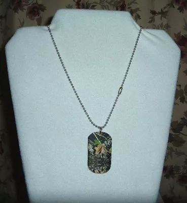 Mossy Oak Break Up Camo True Timber Real Tree Dog Tag Necklace Pink Orange Tags • $15.94