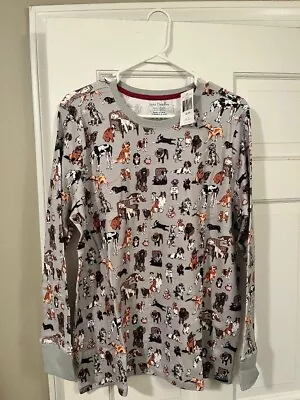 Vera Bradley Ribbed Long Sleeved Sleep T-Shirt DOG SHOW Large 12-14~RETIRED  NWT • $38.95