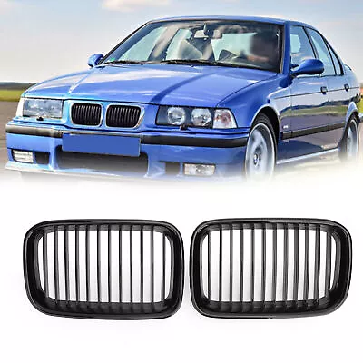 Pair Glossy Black Kidney Sport Hood Grill Grille Fit 1992-1996 BMW E36 318i 325i • $37.65