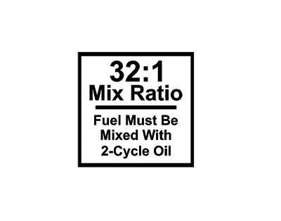 Mix Ratio Chart 32:1  2-Stroke 2-Cycle Oil Fuel Chainsaw GASOLINE STICKER DECAL • $1.99