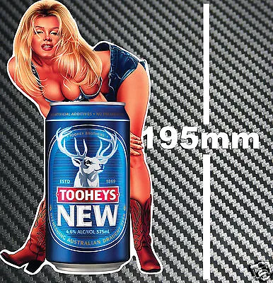 Tooheys New Beer Can Pin Up Girl Sticker Suit Camping Tandem Trailer Bar Fridge • $6.99