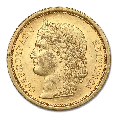 Swiss Gold 20 Francs Crowned Head Helvetica XF-AU Random Year .1867 AGW Coin • $525.27