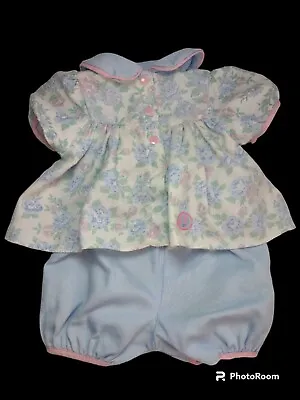 $8.99 • Buy Baby Born Baby Doll Outfit Vintage Blue Pink Floral Zapf Creation Hook & Loop
