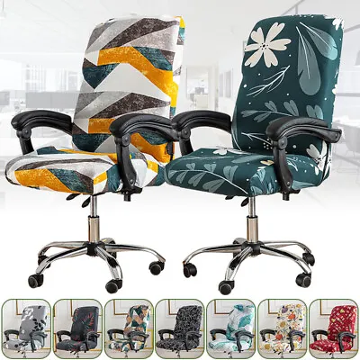 Elastic Floral Office Chair Cover Rotate Seat Protector Computer Chair Cover • $22.69