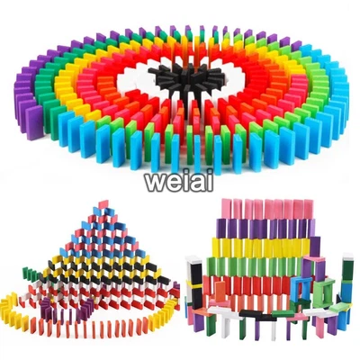 £9.95 • Buy 240 Pcs Coloured Wooden Tumbling Dominoes Games For Kids Childrens Fun Play Toy