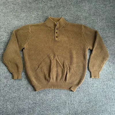 LL Bean Men’s Mock Neck Henley Vintage Sweater Brown Chunky Knit O FKP7 Sz L Reg • $22.92