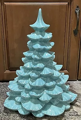 Vintage Mcm Arnels Large Ceramic Christmas Tree Rare Color! Turquoise Light Blue • $149.99