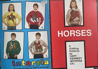 5 Horses Intarsia Jumper KNITTING PATTERN Polo Show Jumper Sweater Gary Kennedy • £6.64