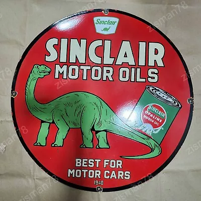 Sinclair Motor Oils Porcelain Enamel Sign 30 Inches Round • $100