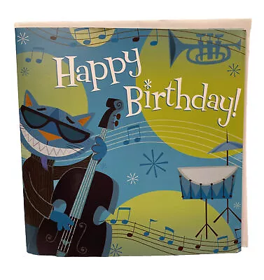 Large Music Birthday Card - Cat JAZZ Instruments ￼PLAYS JAZZ MUSIC • $6.95