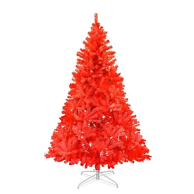 5/7/7.5' Red Hinged Christmas Tree Artificial Fir Xmas Tree For Holiday Decor • $74.99