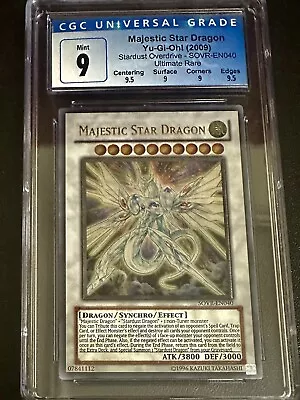 2009 Yu-Gi-Oh! Majestic Star Dragon Stardust Overdrive Ultimate Rare CGC 9 • $41