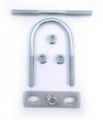 10mm Round Zinc Plated U Bolts With Mounting Plates And Threaded Studs M10  • £8.54