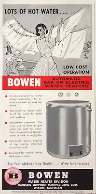 1959 Ad(j31)~bowen Water Heater Co. Wixom Mi. Mobile Home Water Heaters • $6.99