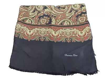 CHRISTIAN DIOR Designer Mens Silk Wool Scarf 10.5x54  Long VTG France Paisley  • $24.99