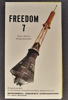 1961 Freedom 7 NASA McDonnell Mercury Spacecraft Small Brochure Folder Original • $29.95
