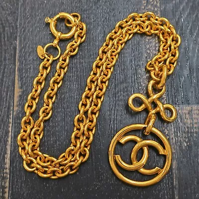 CHANEL Gold Plated CC Logos Clover Vintage Chain Necklace Pendant #493c Rise-on • £606.98